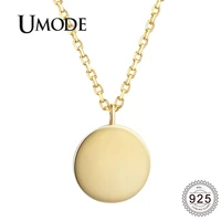 umode new 925 sterling silver necklaces simple round flat pendant for women new gold white gold link chain jewelry gifts uln0458