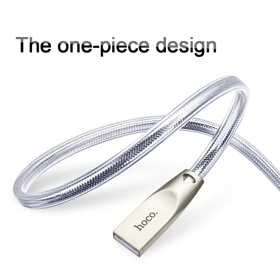HOCO usb-кабель для Apple 2.4A, кабель для быстрой зарядки данных, желейное вязаное зарядное устройство из цинкового сплава для iPhone 6 7 8 11 Pro X Xs Max XR