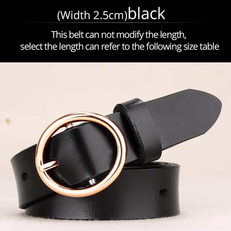 B26121black Женский ремень из натуральной кожи, повседневный женский короткий кожаный ремень, Женский ремень с круглой пряжкой, высокое качество - Цвет: B26121black