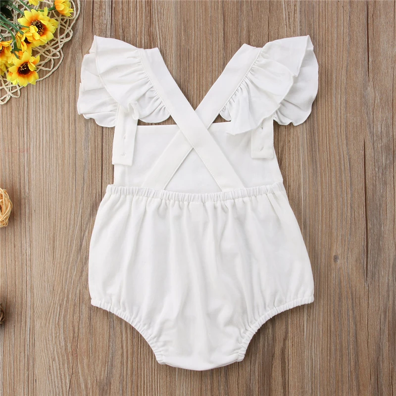 Летнее Кружевное боди Emmababy с милым кроликом для новорожденных девочек белые