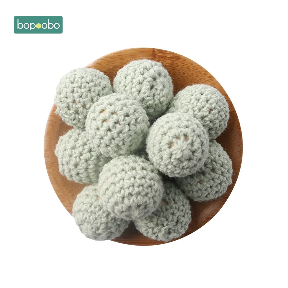 Light Green Crochet Bopoobo, 50 шт., 20 мм, натуральные деревянные бусины для вязания крючком, украшение внутри, деревянные бусины для прорезывания зубов, деревянные игрушки, бусины для прорезывания зубов - Цвет: Light Green Crochet