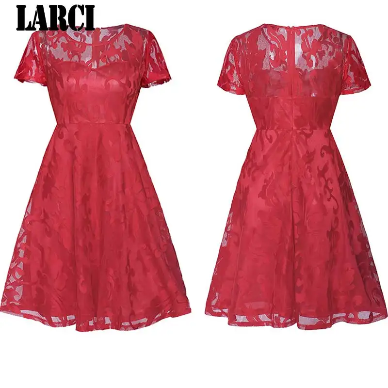 LARCI Винтаж Элегантный Вышивка цветочные кружева лоскутное vestidos плиссированные