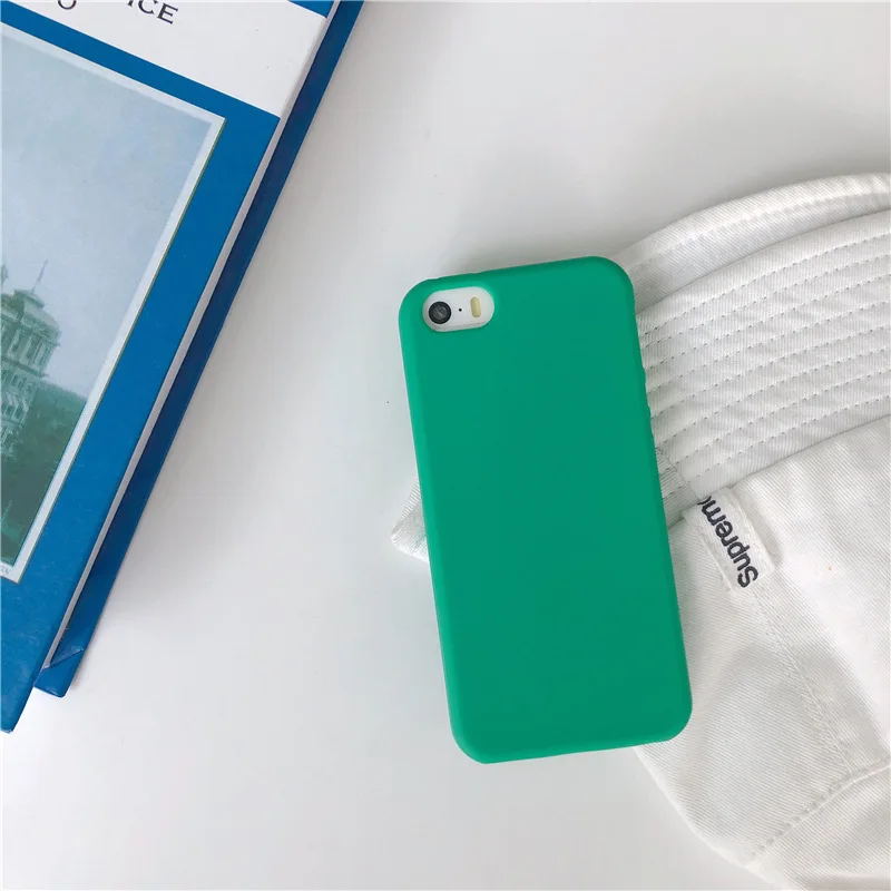 green Модный карамельный цвет матовый ТПУ чехол для телефона для iPhone 5 чехол Роскошный мягкий силиконовый чехол для iPhone SE чехол для iPhone 5S чехол s - Цвет: green