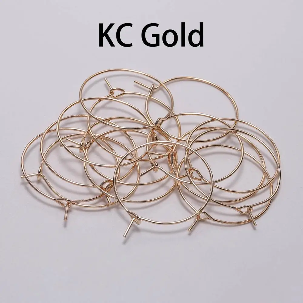KC Gold 50 шт. 20 25 30 35 мм серебро/золото/родий/KC золото металл большой круг провода обручи принадлежности для сережек для ювелирных изделий Аксессуары - Цвет: KC Gold