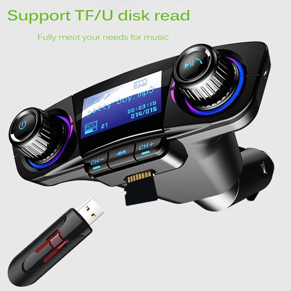 1 шт. Зарядное устройство USB беспроводной автомобильный Bluetooth FM передатчик MP3