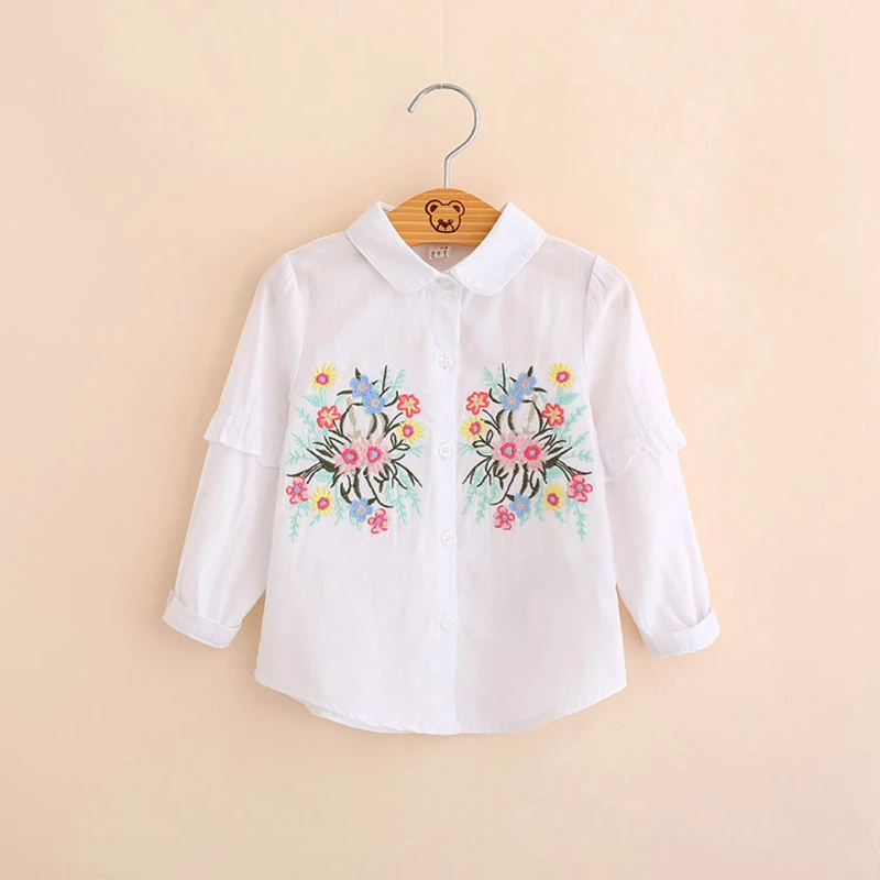 IMMDOS/2018 весенние хлопковые блузки для девочек детские рубашки с цветочной