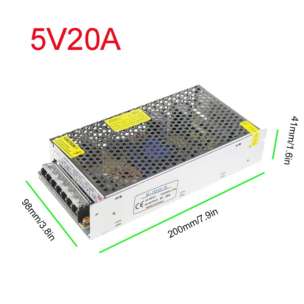 

Power Supply Transformer Adapter with DC cable AC100-240V to DC5V 2A 3A 5A 10A 20A 30A 40A 60A for 5V LED Strip fast ship UW