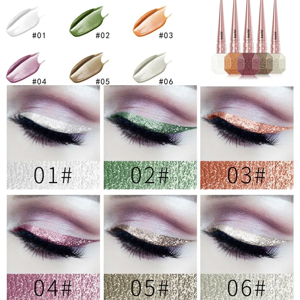 Professional Makeup Silver Rose Gold Color Liquid Glitter Shiny Easy to Wear Waterproof Eyeliner Beauty Eye Liner Makeup