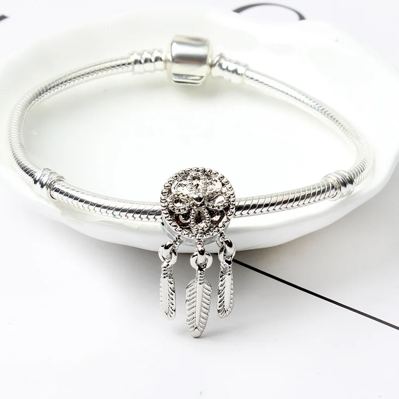 Панк Серебряный цвет полый Ловец снов листья кисточкой Подвески Бусины Подходят