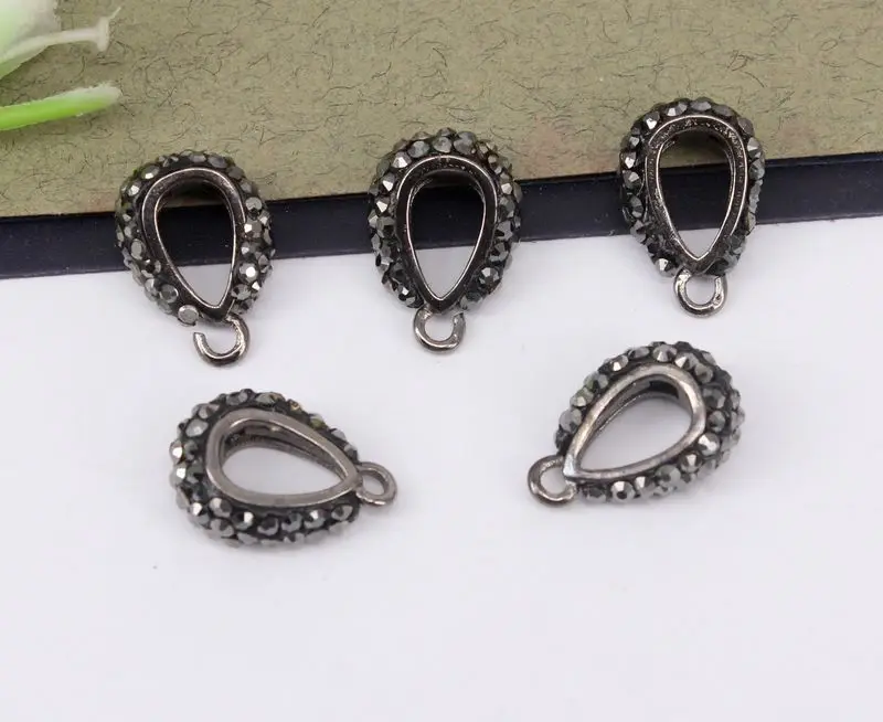 30 шт. зажим из горного хрусталя черный пистолет с покрытием хрустальных страз