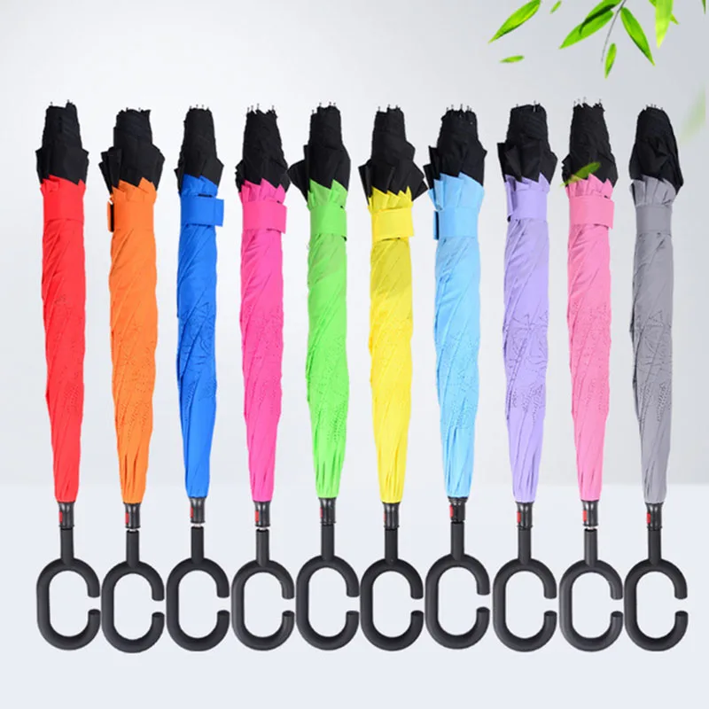 Женский и мужской длинный c ручка солнечный дождливый зонтик 2018 новый креативный