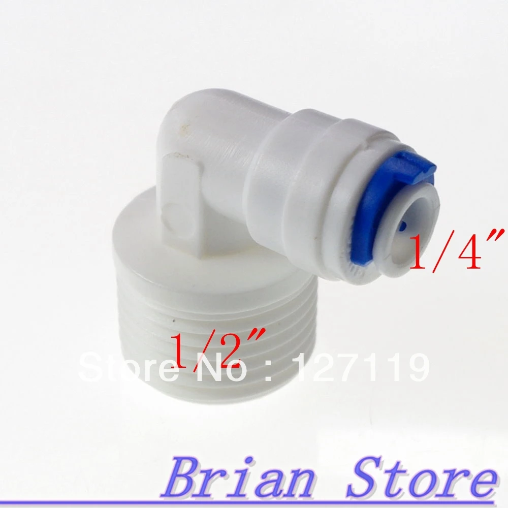 

1/4" OD Hose Connection 1/2" BSP Elbow Male Straight Quick Connector RO Water Reverse Osmosis Aquarium System connection fitting