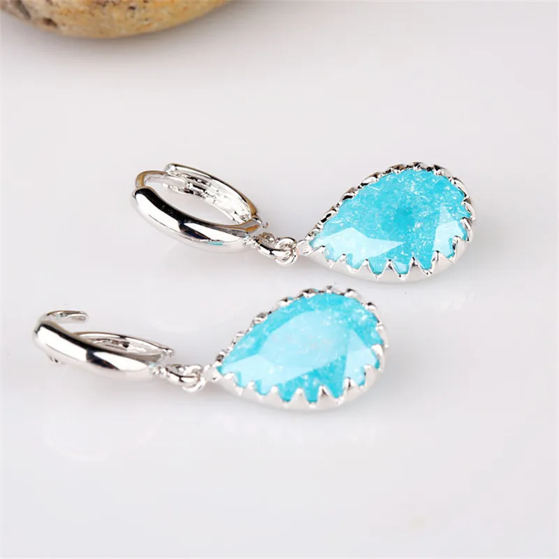 RONGQING 6Pairs/lot Ice Blue Water Droplets Zircon Earrings for Women High Quality Sisters Jewelry Gift | Украшения и аксессуары