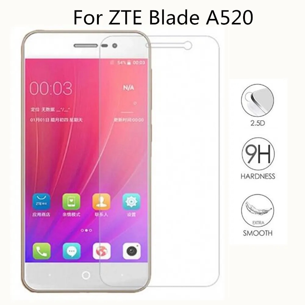 2 шт. закаленное стекло 9H 2.5D для ZTE Blade A520 Премиум Защитная пленка экрана A 520 BA520 5