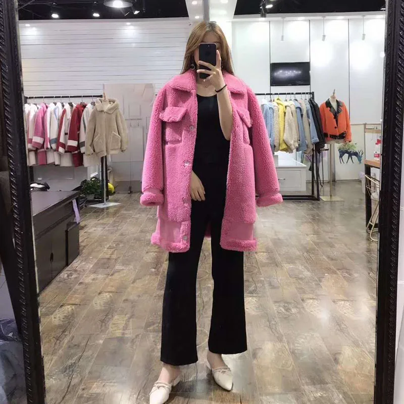 Высокое качество abrigos mujer 70% куртка из натурального шерстяного меха искусственная кожа Праздничная женская одежда зимняя парка овечий мех длинная корейский стиль