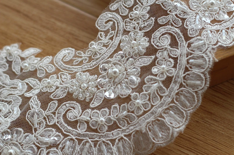 Alencon цвета слоновой кости кружевная отделка высокого качества ручной работы с