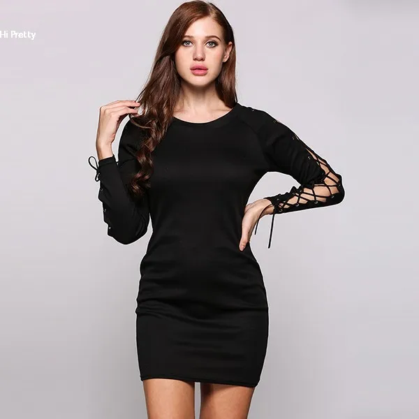 FANALA Женщины Сексуальное Платье 2017 Мода Карандаш Кружева С Длинным Рукавом