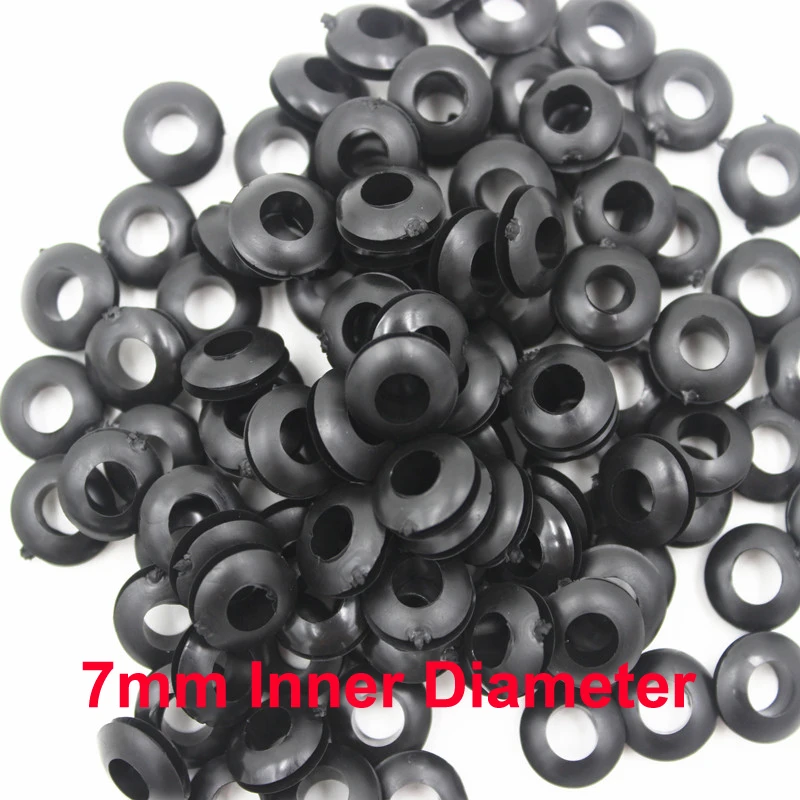 7mm inner diameter wire rubber seal grommets ring cable protection hole plug - pack of 50