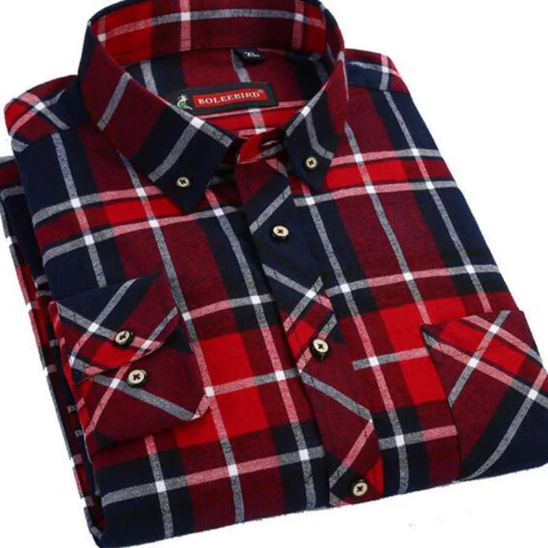 En однобортные рубашки в клетку с длинными рукавами Camisa Разноцветные теплые