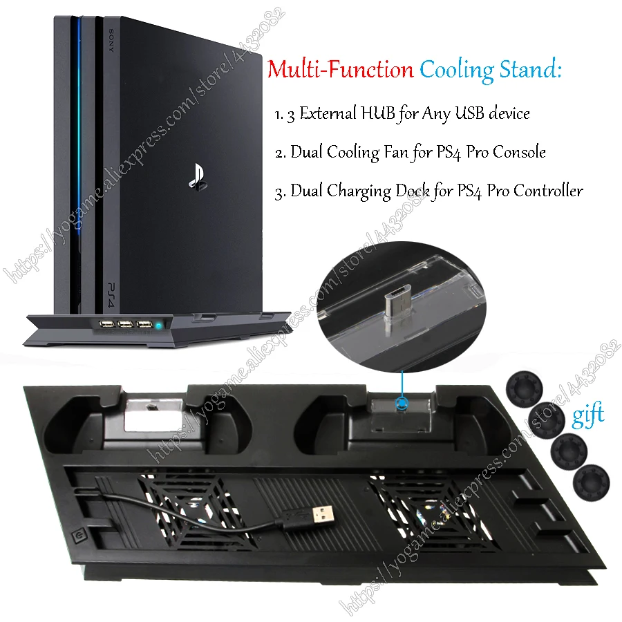 

Вертикальная подставка с радиатором для PS4 Play Station 4 Pro, зарядная док-станция для Sony Playstation 4 Pr