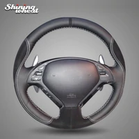 shining wheat black suede genuine leather steering wheel cover for infiniti qx50 g25 g35 g37 ex25 ex35 ex37 2008 2013