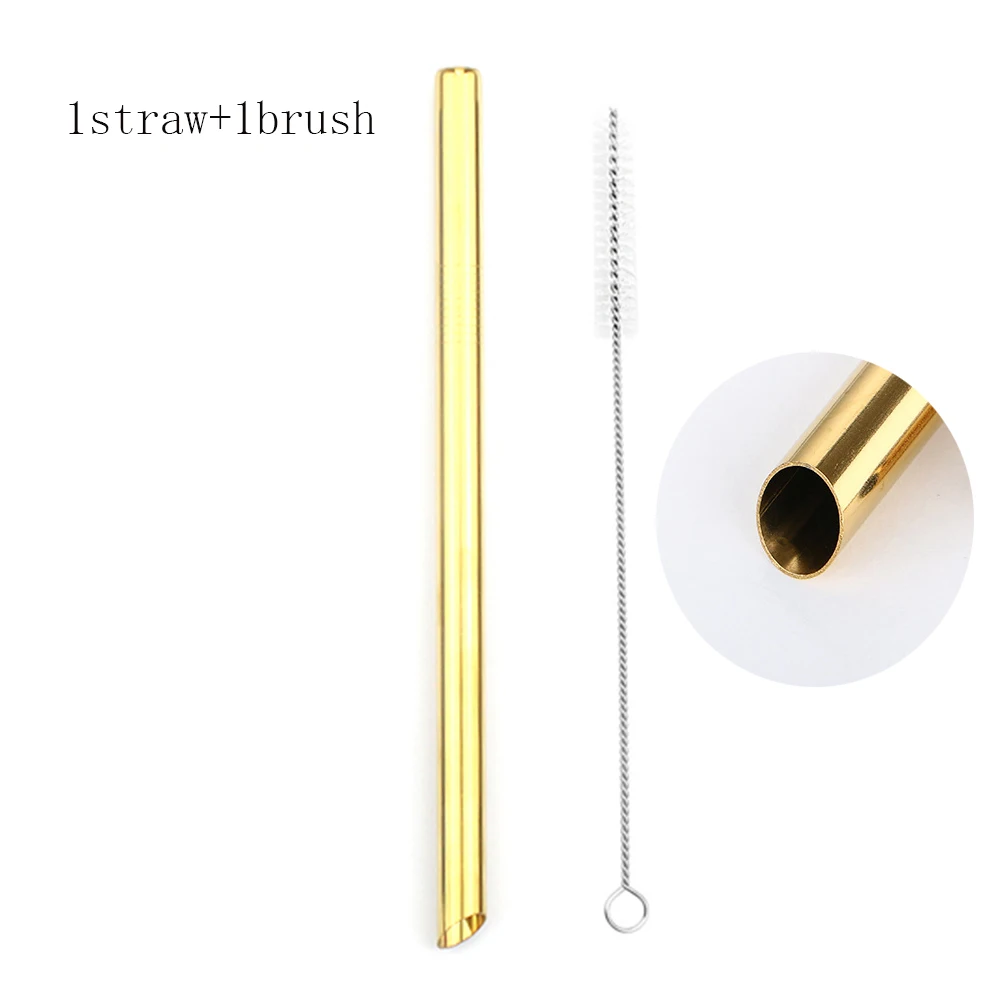 Gold pointed Металлическая соломинка, соломинка из нержавеющей стали, многоразовые соломинки для питья, 12 мм, смузи, тапиока, жемчуг, скошенный, вечерние, 1 шт - Цвет: Gold pointed