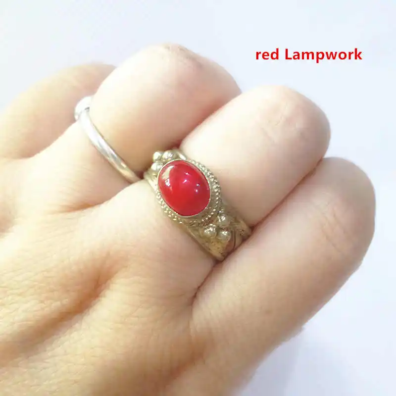Red Lampwork R131 индийская Роза Медь инкрустированные мульти бусы золотые кольца Винтаж милые для девочек - Цвет основного камня: Red Lampwork
