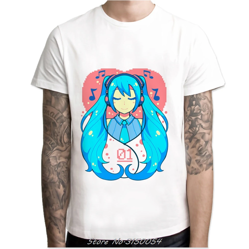 Miku Yo футболка для мужчин с героями мультфильмов крутая забавная белая принтом