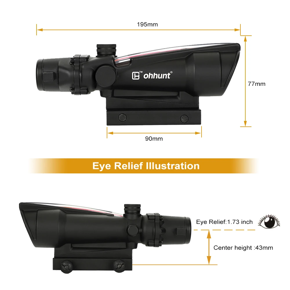 Ohhunt 5x35 ACOG Стиль охотничьи прицелы Красное или зеленое стекло с гравировкой сетка
