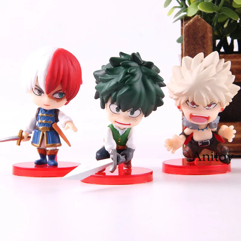 without retail box Аниме Рисунок Мой герой версии Izuku Midoriya Bakugou Katsuki Todoroki шото фигурка из ПВХ, коллекционная игрушка 3 шт./компл - Цвет: without retail box
