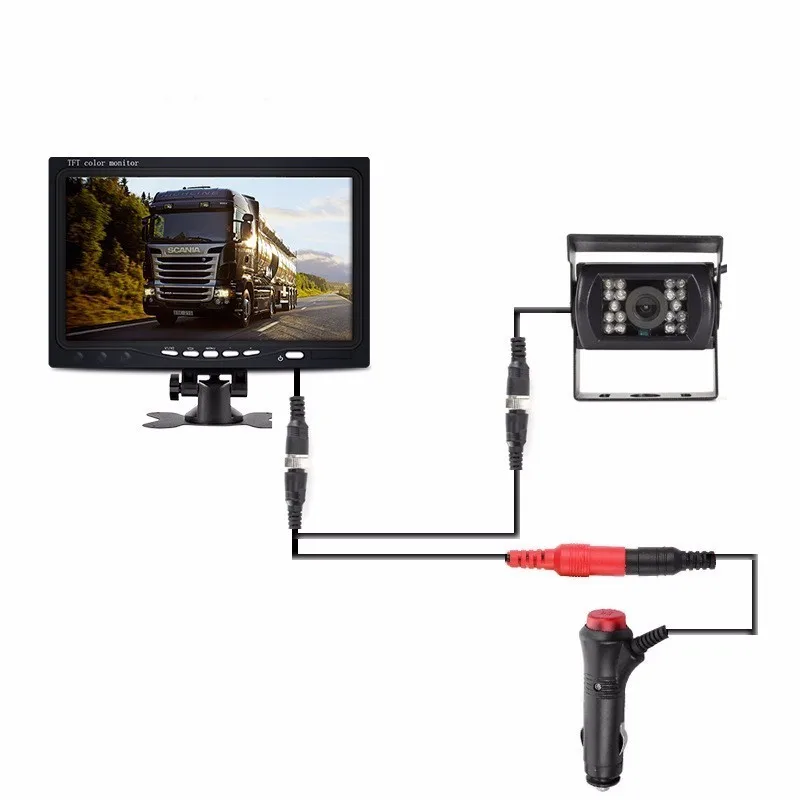 With One Camera OHANEE " TFT lcd Автомобильный Монитор дисплей DC 12 V-24 V и 4 Pin IR камера заднего вида ночного видения для автобуса грузовика RV автоприцепа - Название цвета: With One Camera