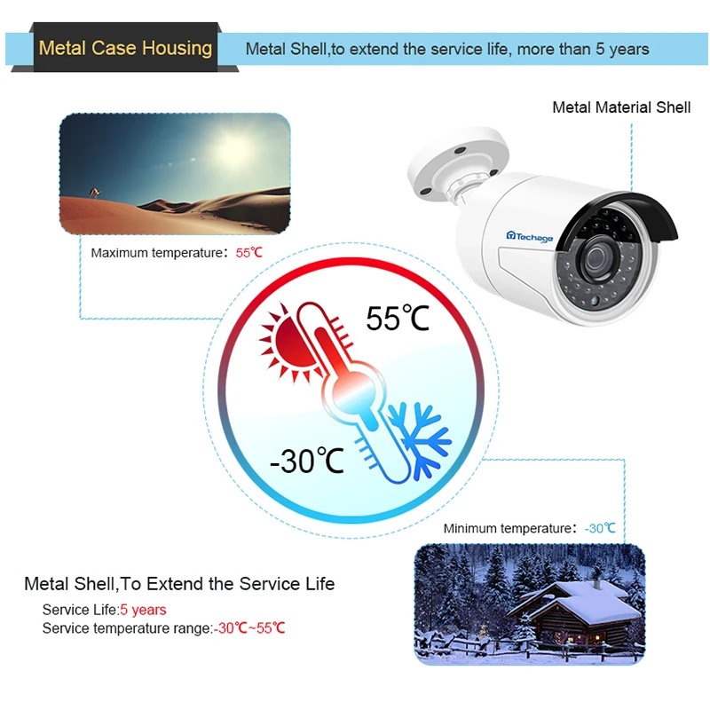 Techage H.265 4mp 2592*1520 безопасности POE IP Камера открытый Водонепроницаемый P2P Onvif