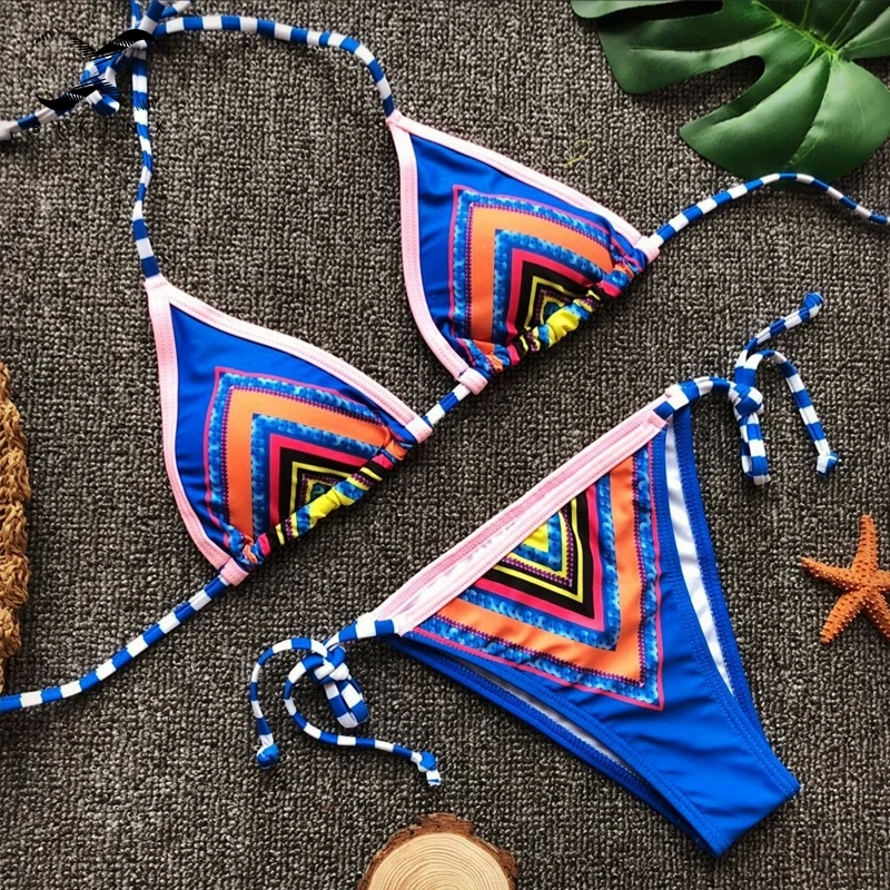 Bikinx полосатый купальный костюм женское микро-бикини комплект треугольник с