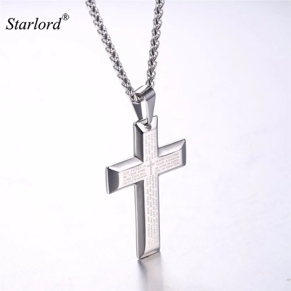 Мужское колье с подвеской крестом из нержавеющей стали|cross necklace|christian jewelrycross pendant