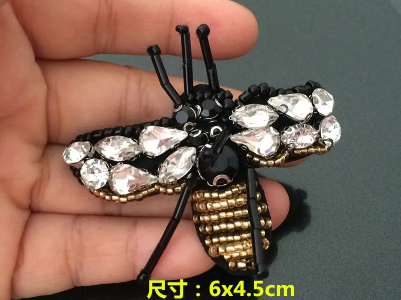 Стразы в виде пчелы стрекозы нашивки с блестками аппликация вышитый бисером