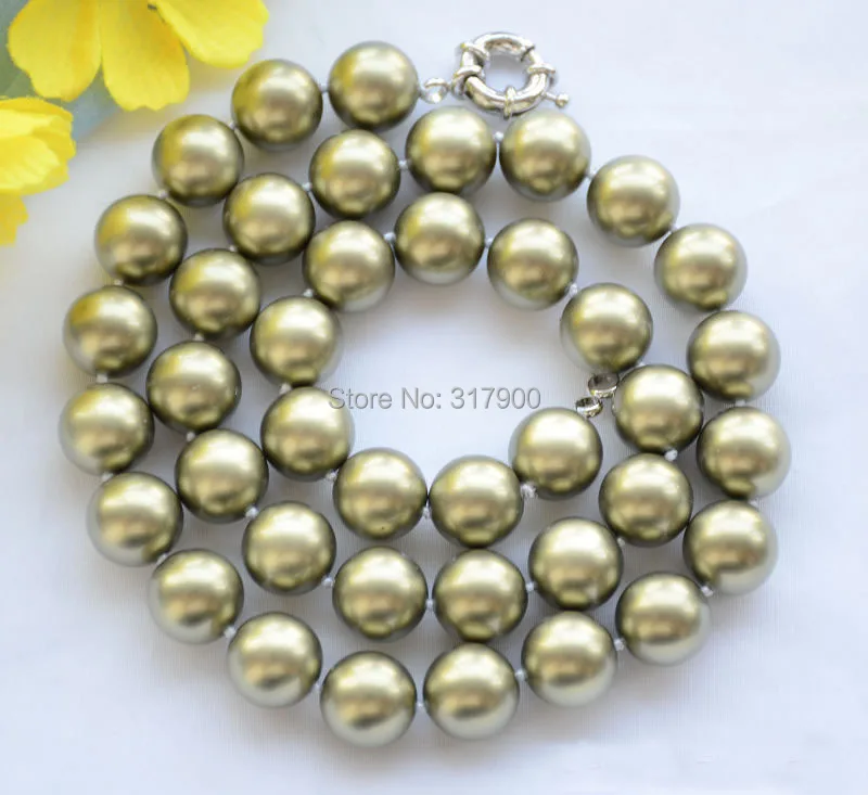 14 мм бронзовое круглое жемчужное ожерелье с морской раковиной 18 дюймов |