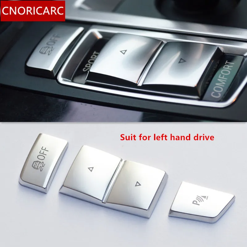

CNORICARC Chrome ABS Gear Shift Left Buttons Cover Trim Decals 3pcs for BMW 5/6/7 series 5GT X3X4 Car styling accessories
