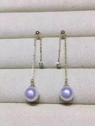 free shipping &gt&gt&gt&gtnoble jewelry AAAcharming pair of 10-11mm south sea round white pearl damgle earring 14k | Украшения и
