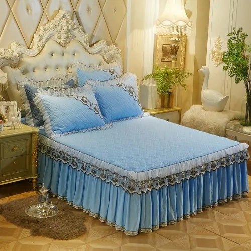 Bed skirt 2 Двойная, королевская, кружевная юбка принцессы для кровати, серое, синее, фиолетовое покрывало, покрывало, простыни, colchas para camas, украшение кровати - Цвет: Bed skirt 2