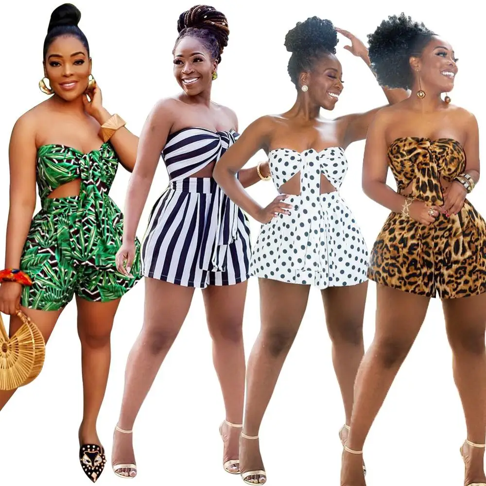 

New Women's Sexy 2 Pieces Outfit Bandage Strapless Tube Top And Shorts Set