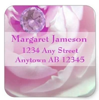 1 5inch diamond in pink rose wedding return address label square sticker
