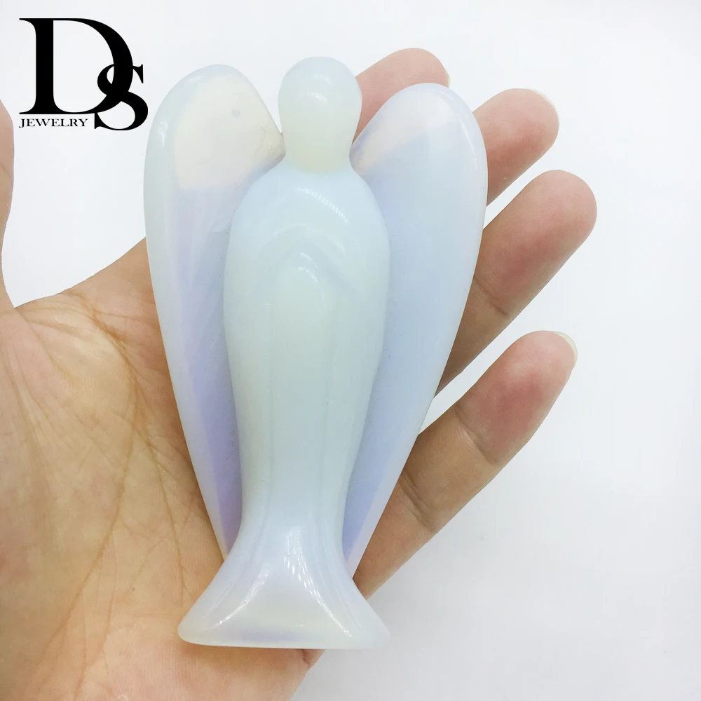 Hot Sale!! 4inch Natural Carved Opal Angel Figurine Pocket Guardian Reiki Chakra Healing Crystal Holiday Gifts | Дом и сад