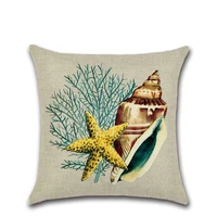 linen pillow cover mediterranean sea style pattern cushion cover home decorative cheap pillow case starfish pillowcase 45x45cm