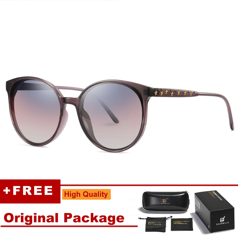 DEARMILIU Дизайн Женские поляризационные солнцезащитные очки для вождения круглый каркас пентаграмма солнцезащитные очки мужские очки UV400 Gafas De Sol для женщин - Цвет линз: Purple C14