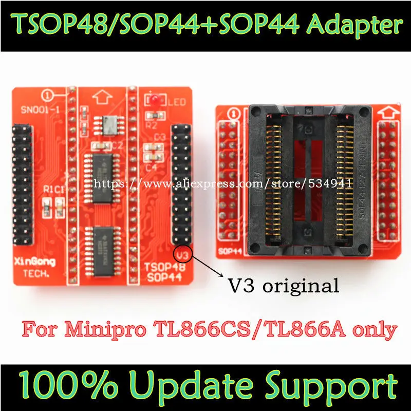 100% оригинальный V3 TSOP48 IC адаптер + SOP44 для MiniPro TL866CS TL866A TL866II PLUS универсальный