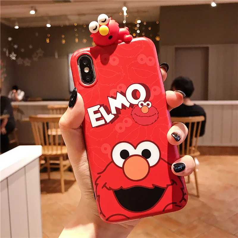 3D Прекрасный мультфильм Улица Сезам Элмо мягкий силиконовый по технологии imd