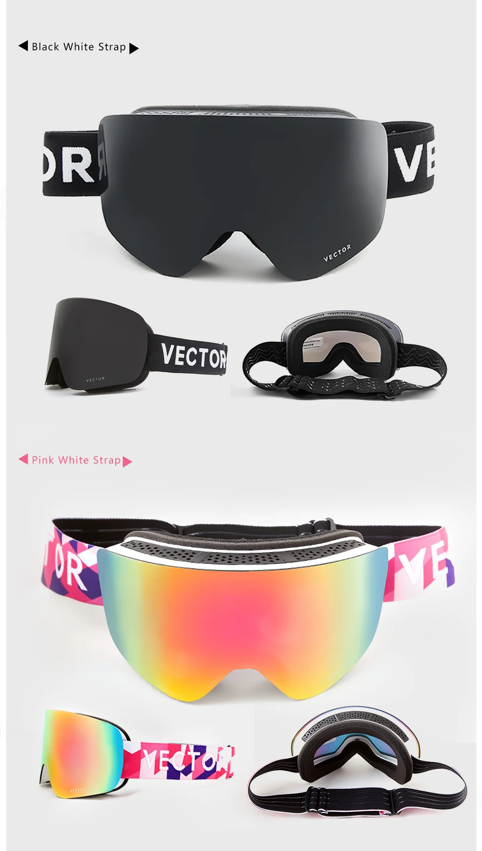Векторные брендовые лыжные очки мужские и женские двойные линзы UV400 противотуманные лыжные очки снежные очки Взрослые лыжные очки для сноуборда