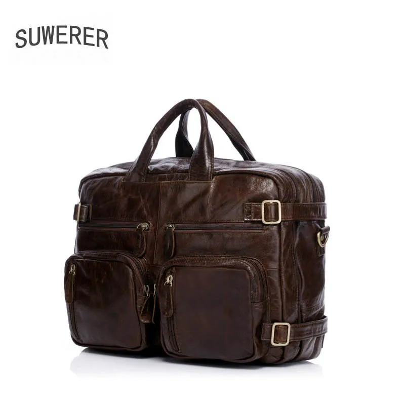 Мужской многофункциональный рюкзак из натуральной кожи Вместительная деловая