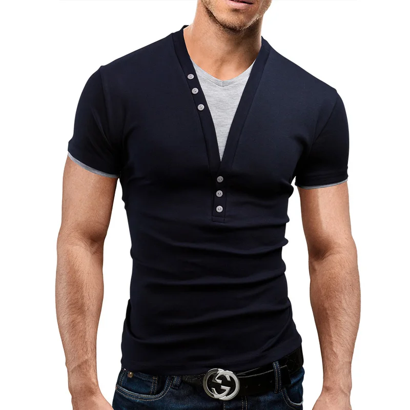 Футболка мужская приталенная с коротким рукавом и V образным вырезом 3XL|shirt