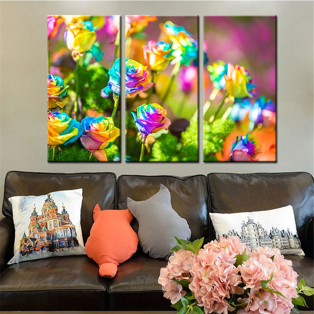 Дропшиппинг 3 шт Печать Красочные цветы Настенная живопись холст для гостиной